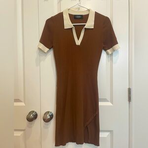 Cider Brown Polo style Ribbed Dress